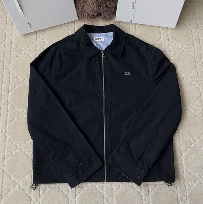 loewe embroidered anagram zip‑up collared jacket
